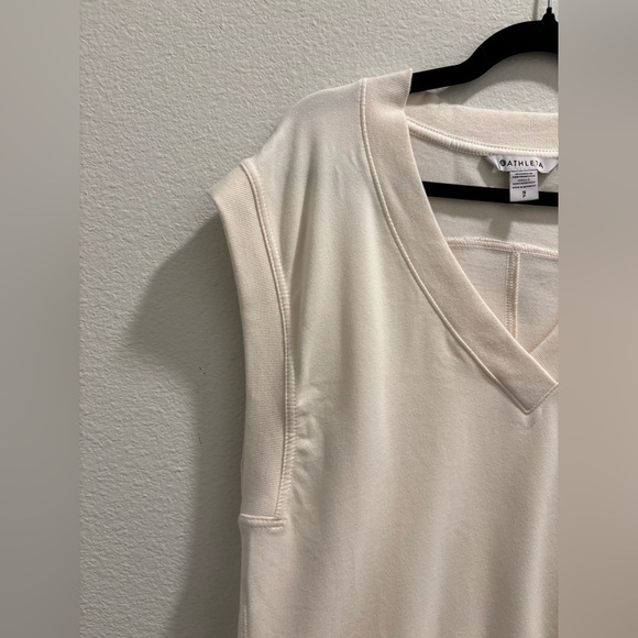 Athleta Retroterry V-Neck Sweatshirt Tee in cream, Size S - Picture 2 of 6
